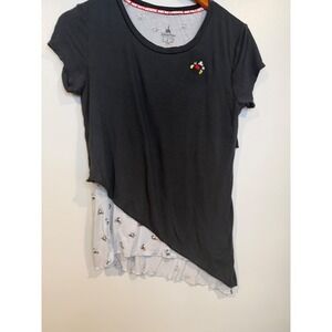 Disney World Parks Mickey Mouse Womens Top Small Asymmetrical Cartoon